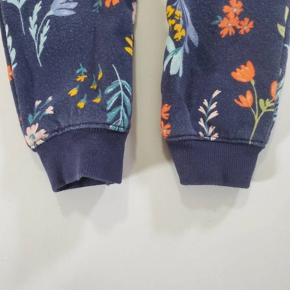 K1353 * Carter's Floral Fleece Onepiece Jumpsuit Navy Blue Size 18M